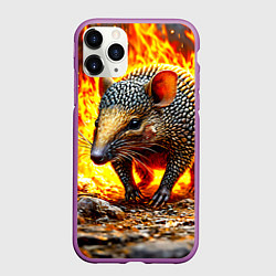 Чехол iPhone 11 Pro матовый Броненосец в огне, цвет: 3D-фиолетовый