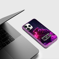 Чехол iPhone 11 Pro матовый Советский медведь в неоновом свете, цвет: 3D-фиолетовый — фото 2