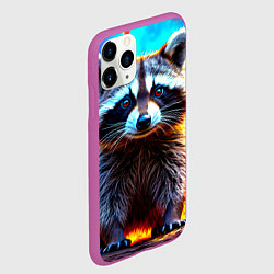 Чехол iPhone 11 Pro матовый Енот в огне, цвет: 3D-фиолетовый — фото 2