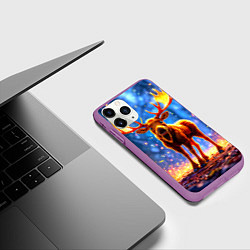 Чехол iPhone 11 Pro матовый Лосенок в лесу, цвет: 3D-фиолетовый — фото 2