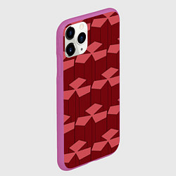 Чехол iPhone 11 Pro матовый Геометрический узор из вишнево красных блоков, цвет: 3D-фиолетовый — фото 2