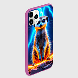 Чехол iPhone 11 Pro матовый Сурикат и удар молнии, цвет: 3D-фиолетовый — фото 2