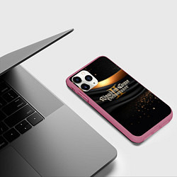 Чехол iPhone 11 Pro матовый Kingdom Come Deliverance 2 черная ткань с золотом, цвет: 3D-малиновый — фото 2