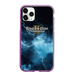 Чехол iPhone 11 Pro матовый Kingdom Come Deliverance 2 синие молнии, цвет: 3D-фиолетовый