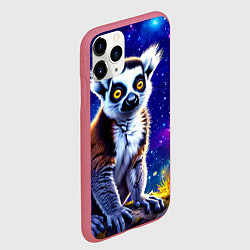 Чехол iPhone 11 Pro матовый Лемур и звездная ночь, цвет: 3D-малиновый — фото 2