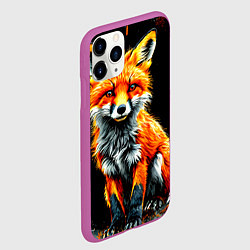 Чехол iPhone 11 Pro матовый Лиса на черном, цвет: 3D-фиолетовый — фото 2