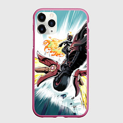 Чехол iPhone 11 Pro матовый Genshin Impact Мавуика на мотоцикле, цвет: 3D-малиновый