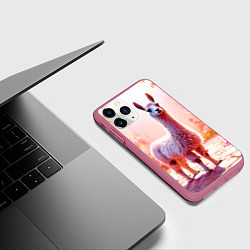 Чехол iPhone 11 Pro матовый Альпака в розовом, цвет: 3D-малиновый — фото 2