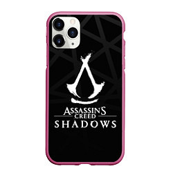 Чехол iPhone 11 Pro матовый Assassins creed shadows - монохромный, цвет: 3D-малиновый