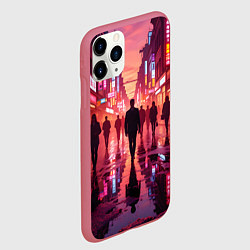 Чехол iPhone 11 Pro матовый Вечерний мегаполис, цвет: 3D-малиновый — фото 2