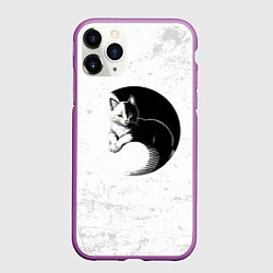 Чехол iPhone 11 Pro матовый Кот инь ян, цвет: 3D-фиолетовый