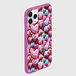 Чехол iPhone 11 Pro матовый Карамельные сердечки, цвет: 3D-фиолетовый — фото 2