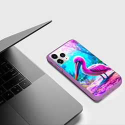 Чехол iPhone 11 Pro матовый Пеликан в сказачном лесу, цвет: 3D-фиолетовый — фото 2