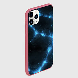 Чехол iPhone 11 Pro матовый Синий свет из черной плиты, цвет: 3D-малиновый — фото 2