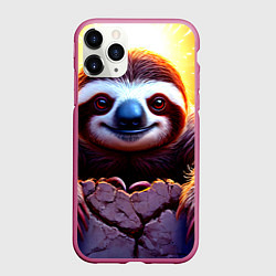 Чехол iPhone 11 Pro матовый Солнечный ленивец, цвет: 3D-малиновый