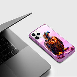 Чехол iPhone 11 Pro матовый Орел и розовый закат, цвет: 3D-фиолетовый — фото 2