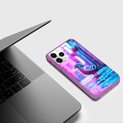 Чехол iPhone 11 Pro матовый Голубь в ярком городе, цвет: 3D-фиолетовый — фото 2