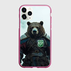 Чехол iPhone 11 Pro матовый Русский медведь хозяин Тайги, цвет: 3D-малиновый