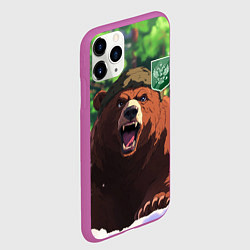 Чехол iPhone 11 Pro матовый Русский медведь патриот, цвет: 3D-фиолетовый — фото 2