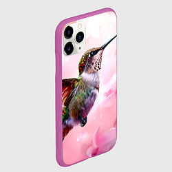 Чехол iPhone 11 Pro матовый Колибри на розовом, цвет: 3D-фиолетовый — фото 2
