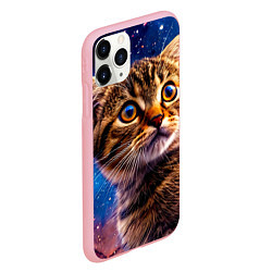 Чехол iPhone 11 Pro матовый Шотландская прямоухая кошка в космосе, цвет: 3D-баблгам — фото 2