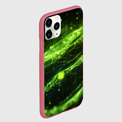 Чехол iPhone 11 Pro матовый Текстура зеленая жидкость, цвет: 3D-малиновый — фото 2