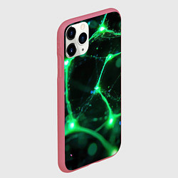 Чехол iPhone 11 Pro матовый Зеленый нейроны, цвет: 3D-малиновый — фото 2