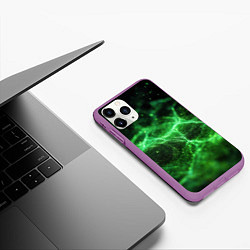 Чехол iPhone 11 Pro матовый Зеленая связь текстура, цвет: 3D-фиолетовый — фото 2