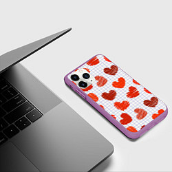 Чехол iPhone 11 Pro матовый Сердца на бумаге, цвет: 3D-фиолетовый — фото 2