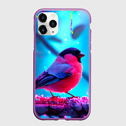 Чехол iPhone 11 Pro матовый Розовый снегирь, цвет: 3D-фиолетовый