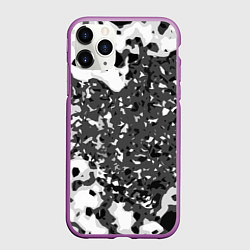 Чехол iPhone 11 Pro матовый Чёрно-белая абстракция, цвет: 3D-фиолетовый