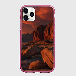 Чехол iPhone 11 Pro матовый Ночной каньон, цвет: 3D-малиновый