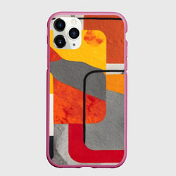 Чехол iPhone 11 Pro матовый Абстракция с желтым и оранжевым, цвет: 3D-малиновый