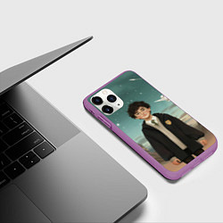 Чехол iPhone 11 Pro матовый Гарри Поттер и белая сова, цвет: 3D-фиолетовый — фото 2