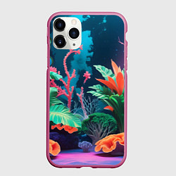 Чехол iPhone 11 Pro матовый Морские растения, цвет: 3D-малиновый
