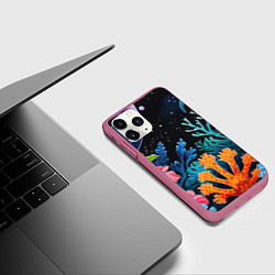 Чехол iPhone 11 Pro матовый Космические кораллы, цвет: 3D-малиновый — фото 2
