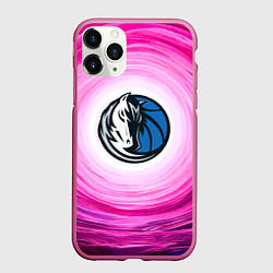 Чехол iPhone 11 Pro матовый Даллас Маверикс в розовом водовороте, цвет: 3D-малиновый