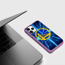 Чехол iPhone 11 Pro матовый Голден Стэйт Уорриорз в разрядах молнии, цвет: 3D-фиолетовый — фото 2