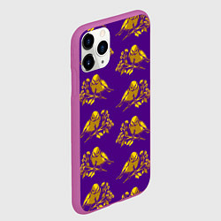 Чехол iPhone 11 Pro матовый Золотые птички на индиго, цвет: 3D-фиолетовый — фото 2