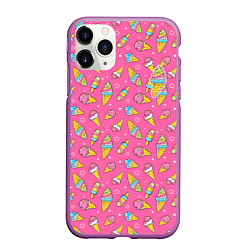 Чехол iPhone 11 Pro матовый Я люблю мороженку, цвет: 3D-фиолетовый