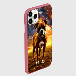 Чехол iPhone 11 Pro матовый Немецкий боксер и звездное небо, цвет: 3D-малиновый — фото 2