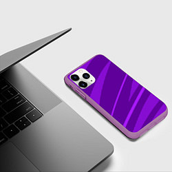 Чехол iPhone 11 Pro матовый Фиолетовый однотонный абстракция с полосой, цвет: 3D-фиолетовый — фото 2