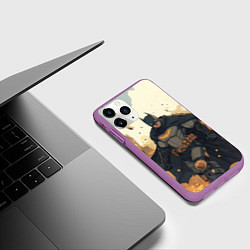 Чехол iPhone 11 Pro матовый Бэтмен и разрушенный город, цвет: 3D-фиолетовый — фото 2