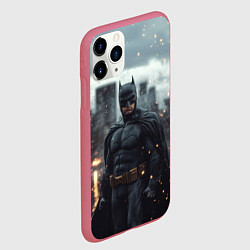 Чехол iPhone 11 Pro матовый Бэтмен в искрах, цвет: 3D-малиновый — фото 2