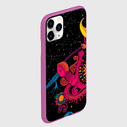 Чехол iPhone 11 Pro матовый Psychedelic abstract art, цвет: 3D-фиолетовый — фото 2