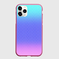 Чехол iPhone 11 Pro матовый Градиент бирюзово-розовый текстура в мелкий гороше, цвет: 3D-малиновый