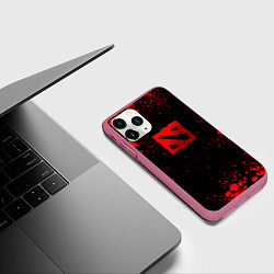 Чехол iPhone 11 Pro матовый Красные брызги - Dota 2, цвет: 3D-малиновый — фото 2