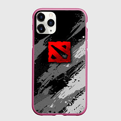 Чехол iPhone 11 Pro матовый Dota 2 - монохромный серый, цвет: 3D-малиновый