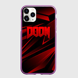 Чехол iPhone 11 Pro матовый Doom - красная абстракция