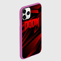 Чехол iPhone 11 Pro матовый Doom - красная абстракция, цвет: 3D-фиолетовый — фото 2